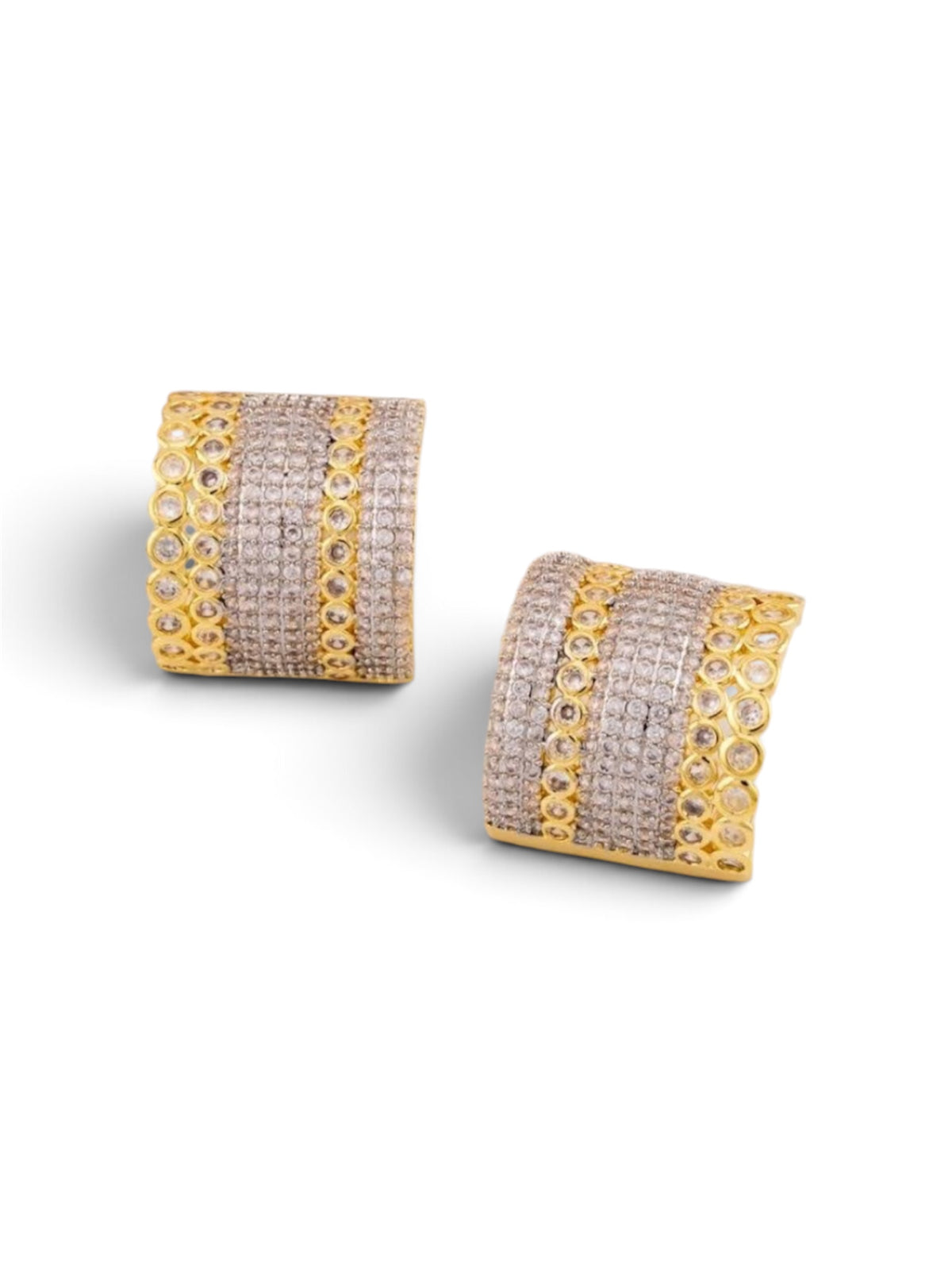 Aretes pave dos tonos/ media luna