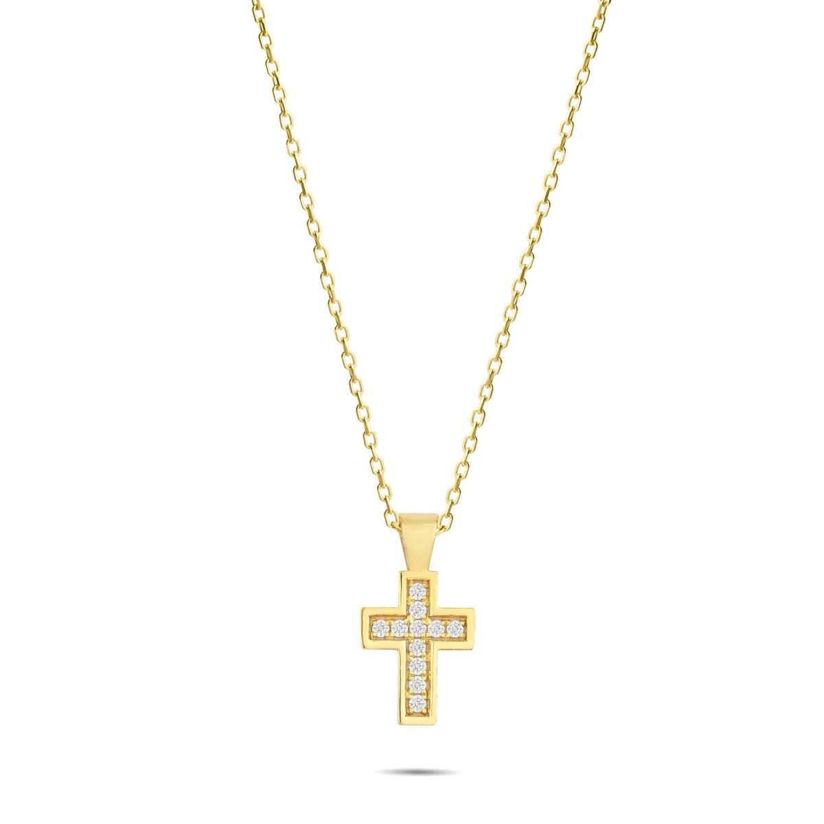 Cadena con dije de cruz mini zirconias