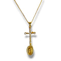 Cadena con dije de cruz/ óvalo fe