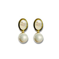Aretes perla colgante madre perla