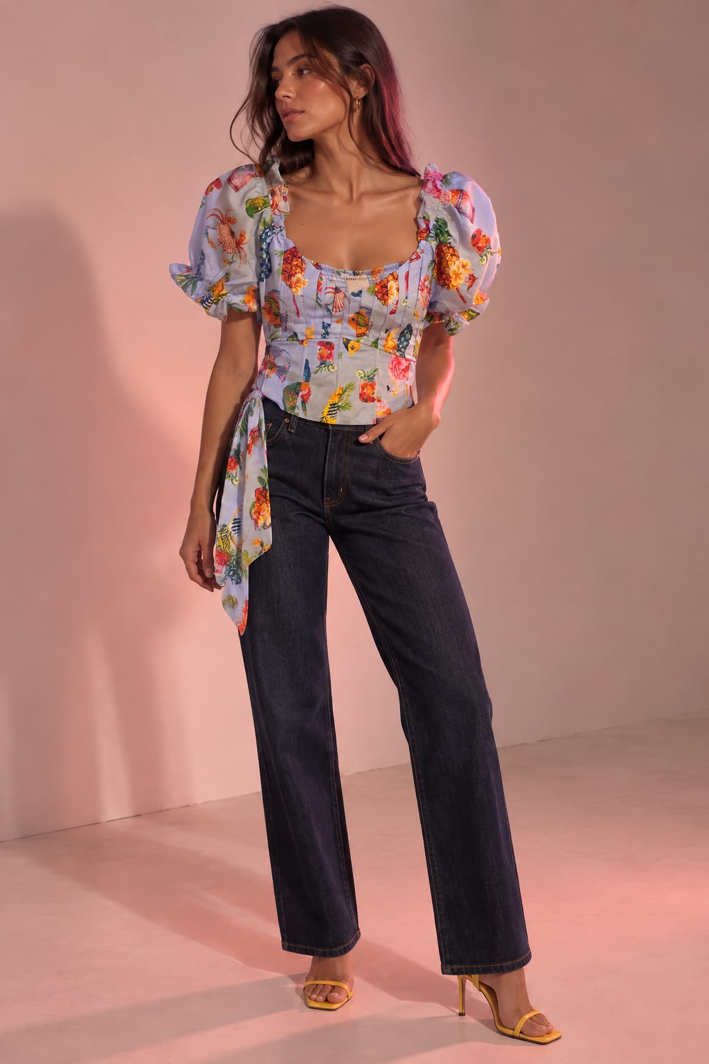 camisa estilo "crop-top" estilo corsett