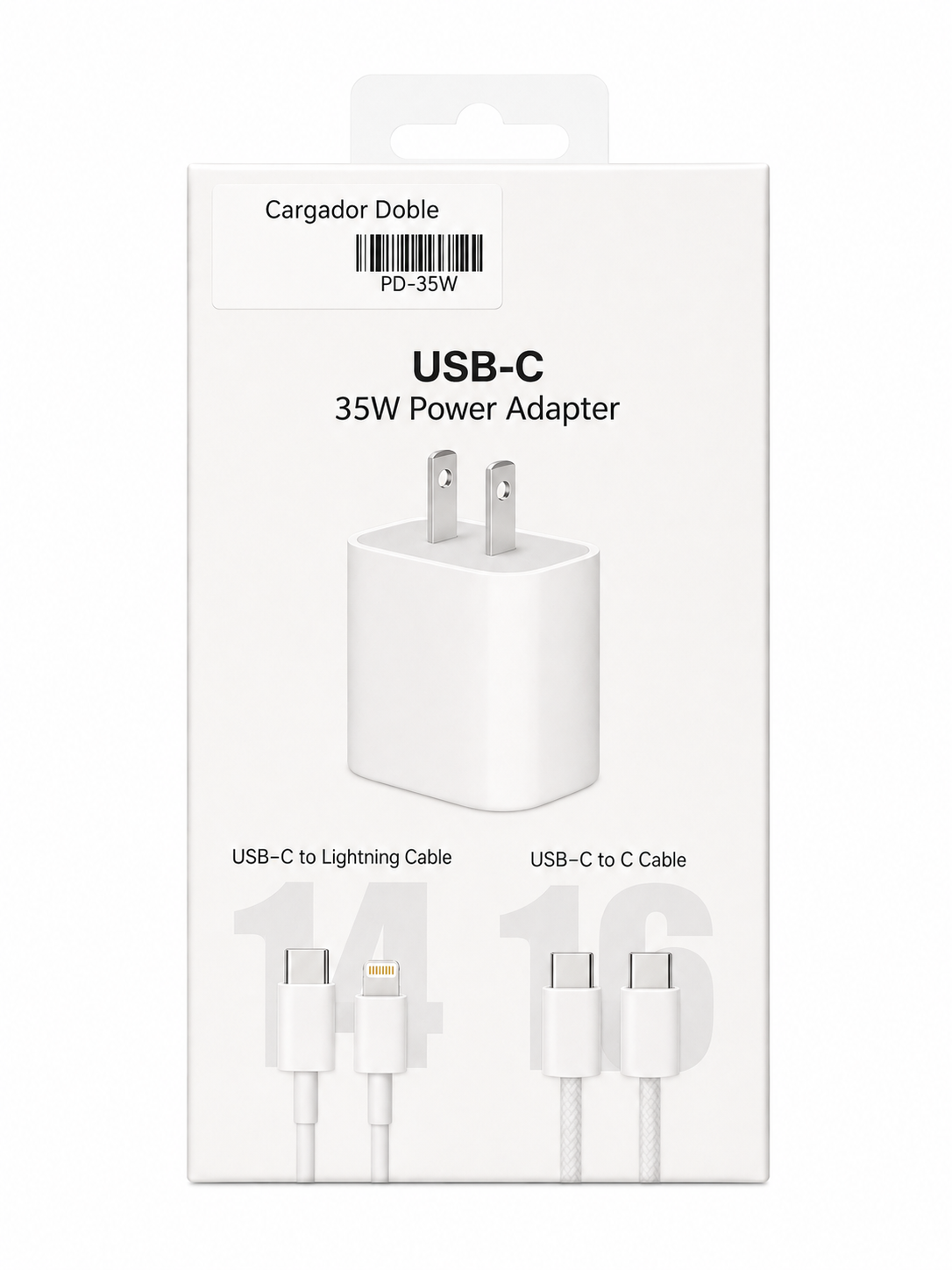 Cargador 2 cables iPh/TC PD35W