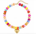 Resin Beads Heart Pendant necklace light Multicolor