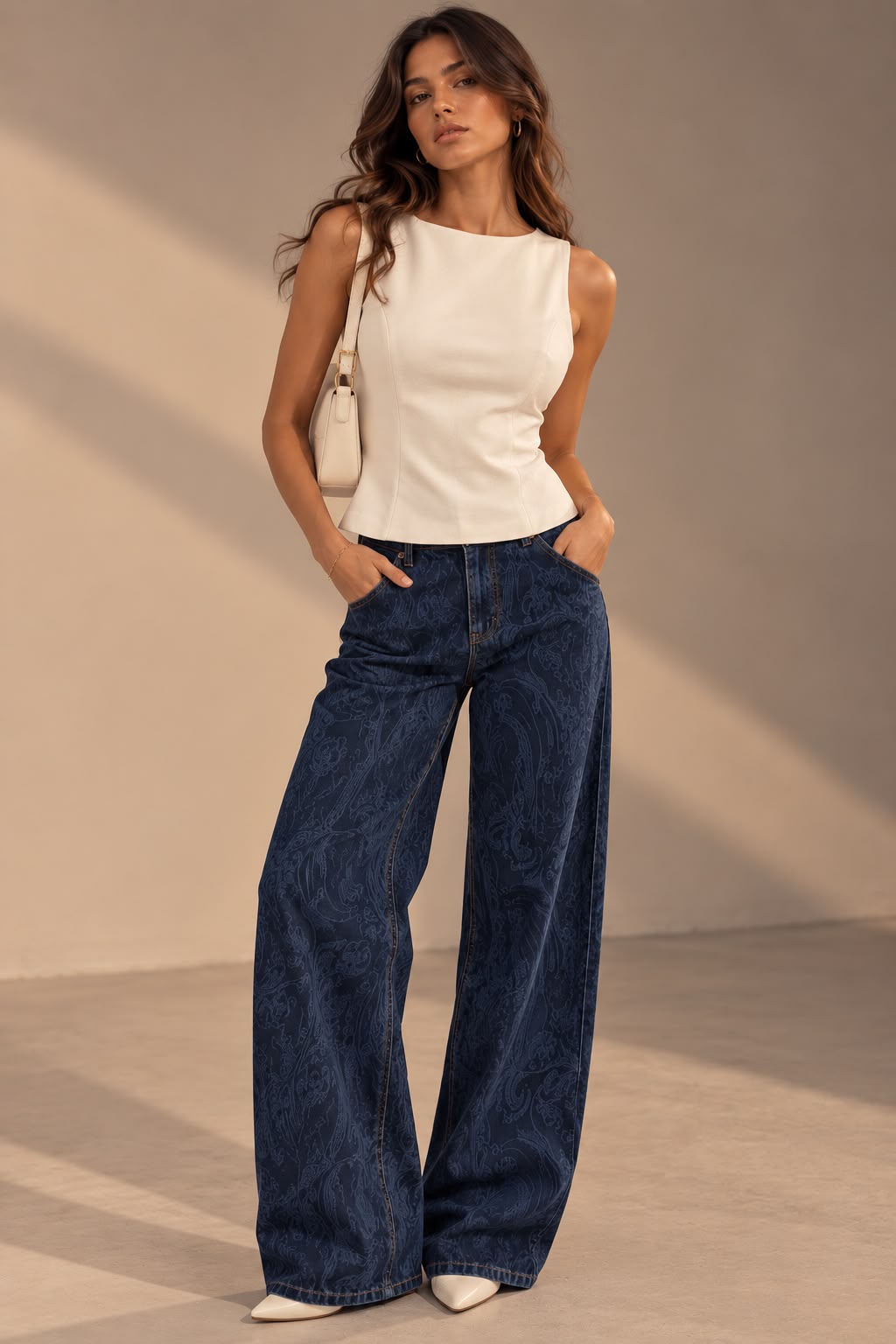 blusa top blanco hueso de licra sin mangas con chongo atras