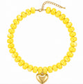 Resin Beads Heart Pendant necklace Yellow