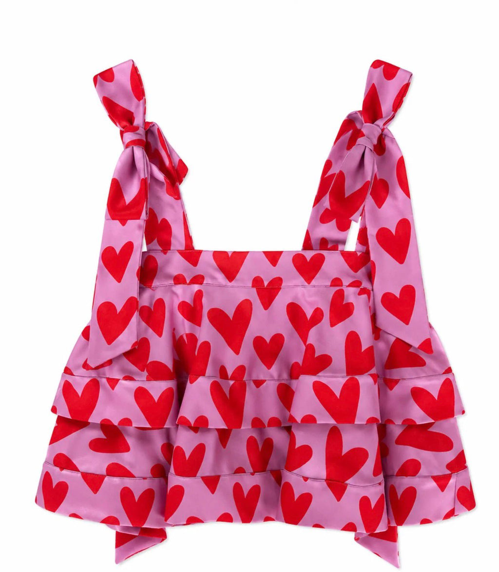 Dahlia top (print de corazones)