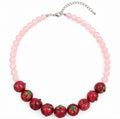 Pink Beaded Apple Necklace
