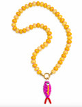 Fish hand-woven pendant necklace yellow
