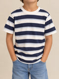 BLUE AND WHITE STRIPED T-SHIRT