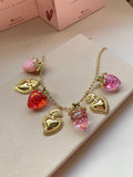 Strawberry and hearts necklace