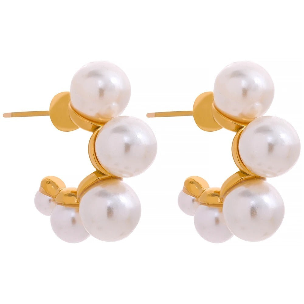 Pearl elegant hoops