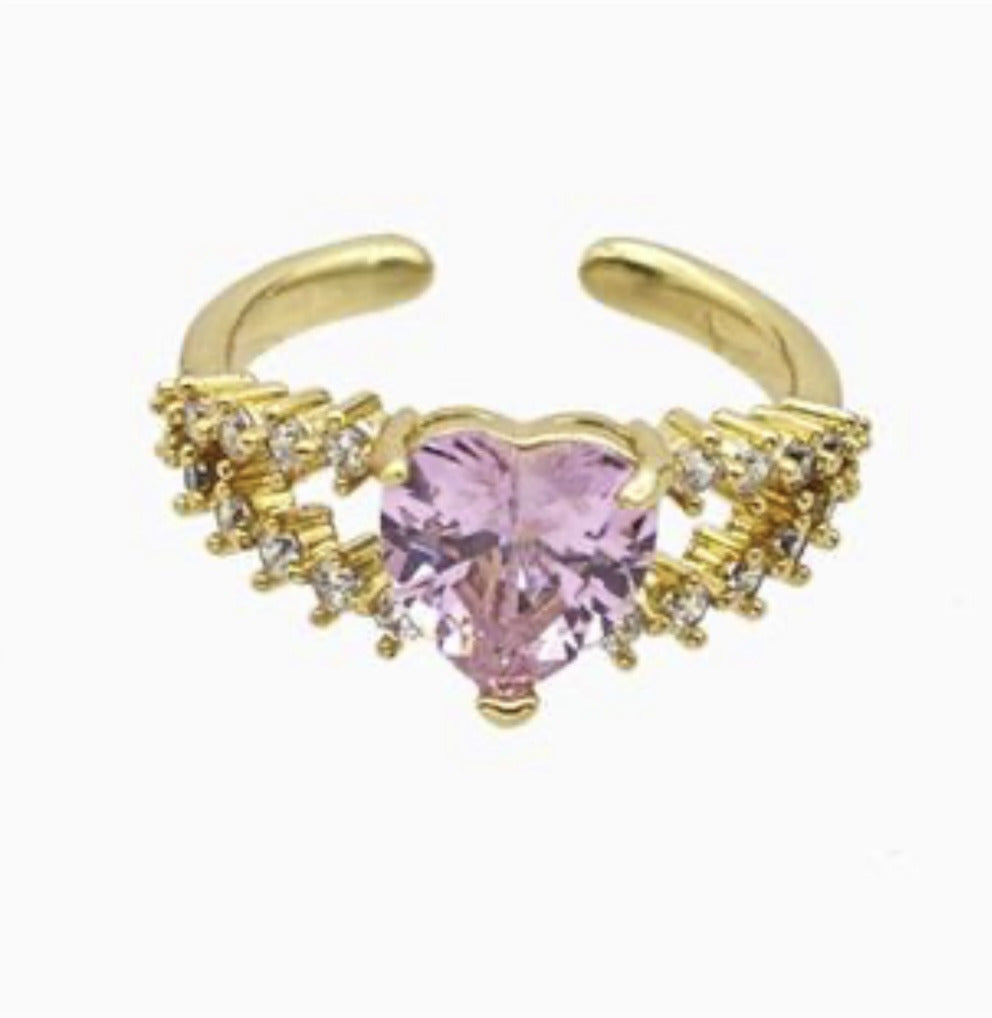 Heart Rings Pave Zirconia Crystal Glas