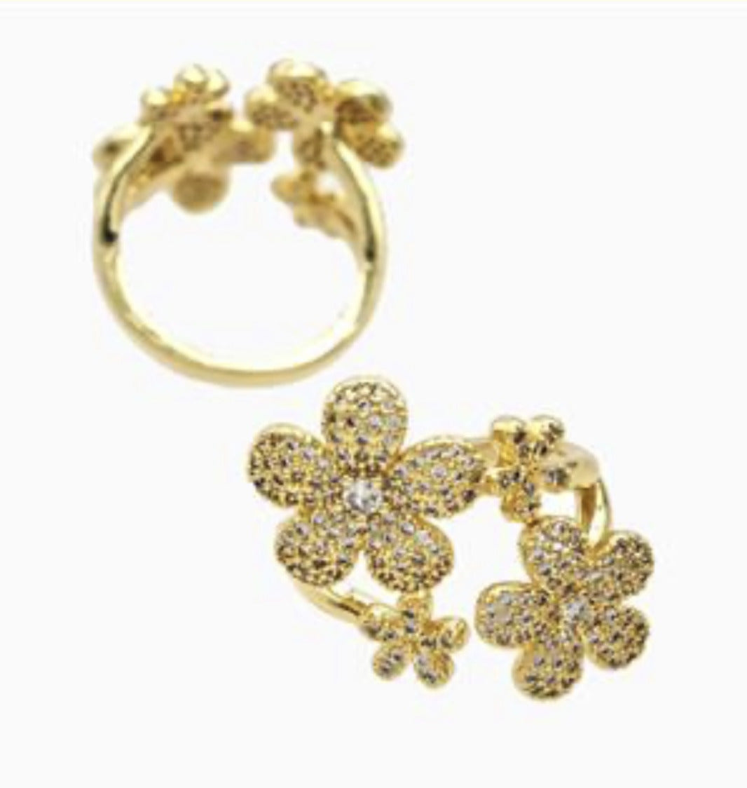 Flower Rings Pave Zirconia 18K Gold Plated