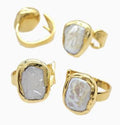 Baroque Style Pearl Copper Rings Gold Plated