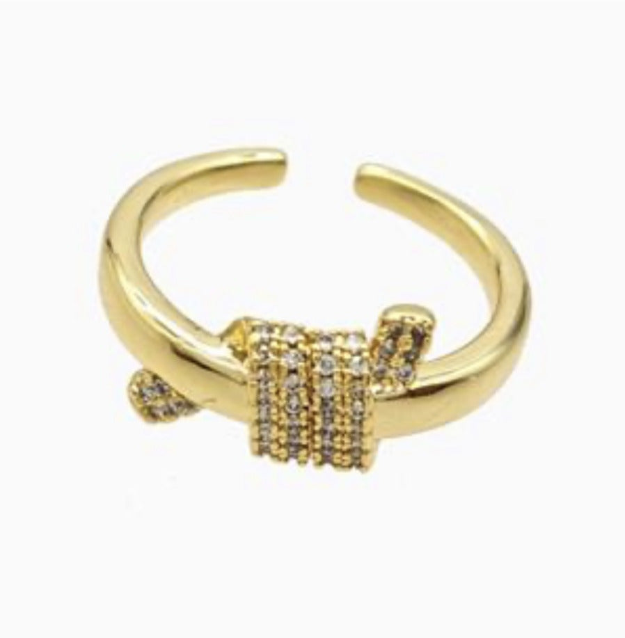 Rolled Ring Pave Zircon Gold Plated