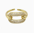 Rectangle Ping Pave Zircon Gold Plated