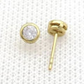 Stud Earrings Pave Clear Zircon Gold
