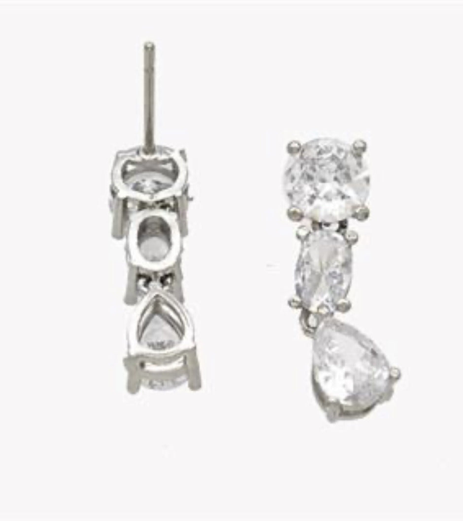 Stud Earrings Pave Zirconia Platinum