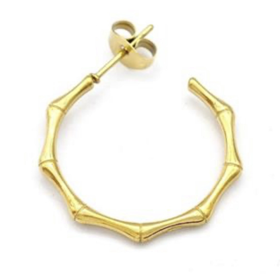Stainless Steel Studs Earrings Bamboo Gold Plated
