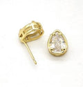 Teardrop Stud Earrings Pave Zirconia Gold Plated