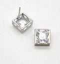 Square Stud Earrings Pave Zirconia Platinum