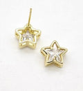 Star Stud Earrings Pave Zirconia Gold Plate