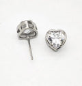 Heart Stud Earrings Pave Zirconia Platinum