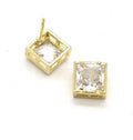 Square Stud Earrings Pave Zirconia Gold Plated