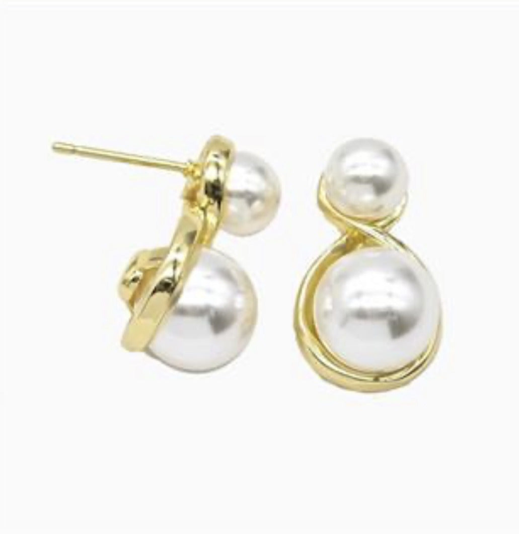 Stud Earrings Pave Resin Gold Plated