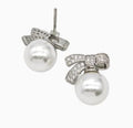 Knot Stud Earrings Pave Zirconia Resin Platinum