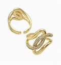 Heart Rings Pave Zirconia 18k Gold Plate