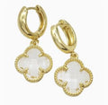 Clover Hoop Earrings Clear Crystal
