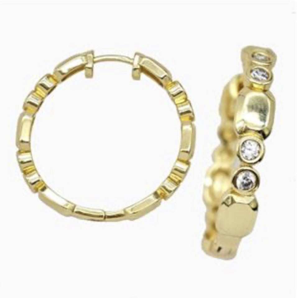 Hoop Earrings Pave Zirconia Gold Plated
