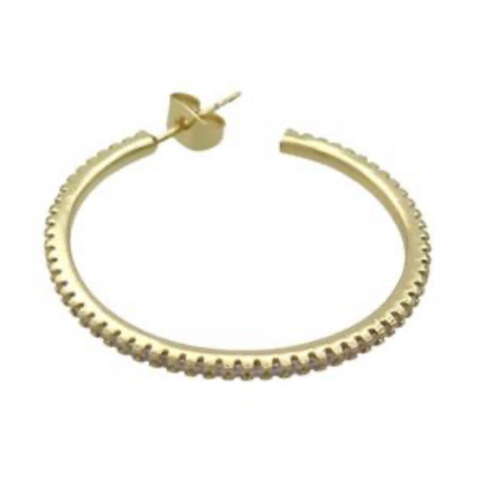 Stud Earrings Pave Zircon Gold Plated