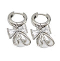 Bowknot Hoop Earrings Pave Resin Platinum Plated
