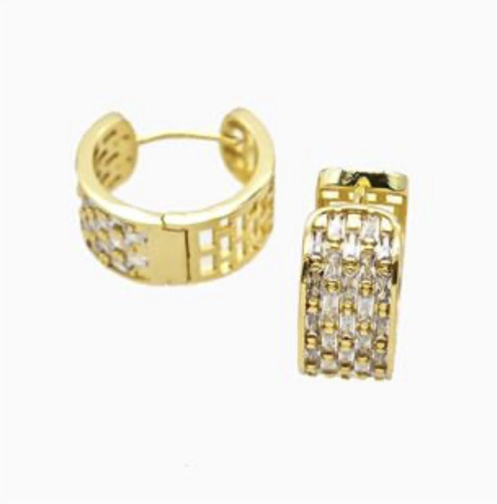 Hoop Earrings Pave Zirconia Gold Plated