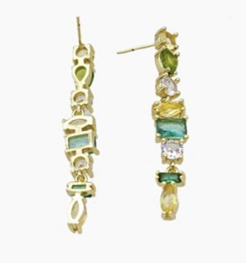 Stud Earrings Pave Zirconia Gold Plated