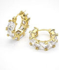 Leaveback Earrings Pave Zirconia Gold Plated