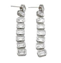 Stud Earrings Micro Pave Zirconia Stick Platinum