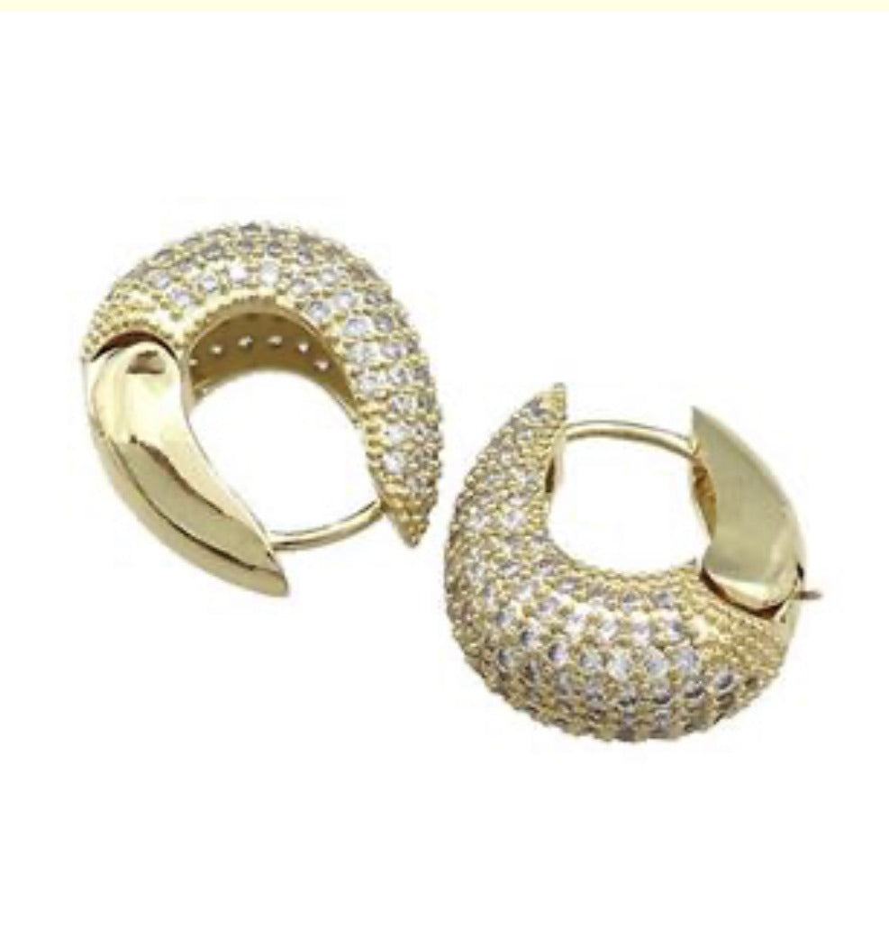 Latchback Earrings Pave Zircon Gold Plated