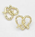 Pretzel Stud Earring Pave Zirconia Gold