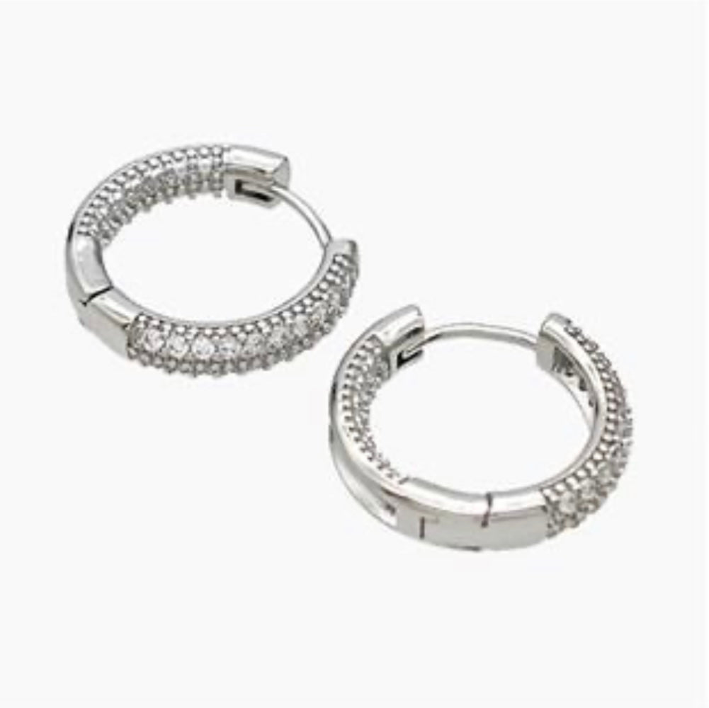 Hoop Earrings Micropave Zircon Platinum