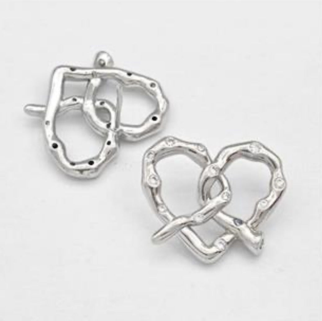 Pretzel Stud Earring Pave Zirconia Platinum
