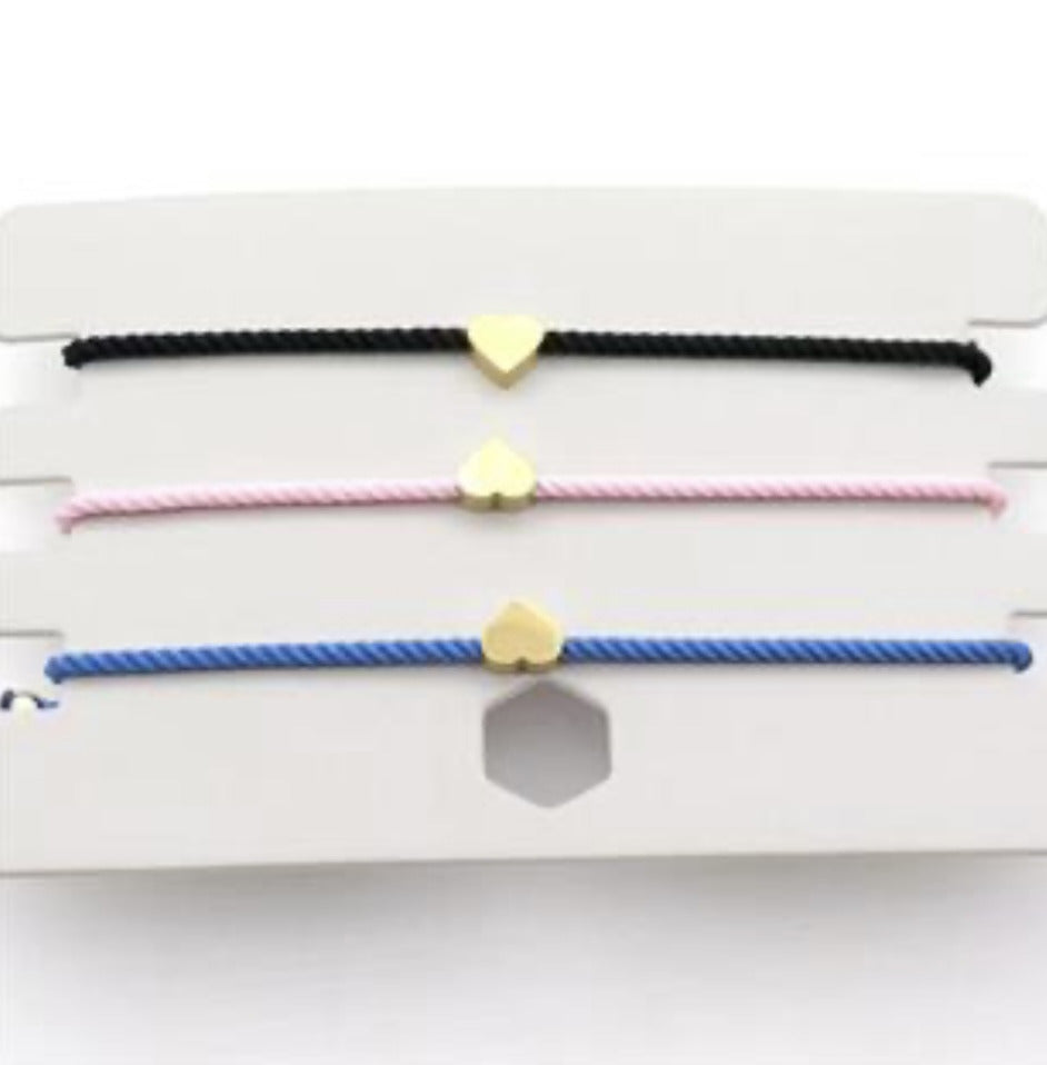 Nylon Bracelet Heart Adjustable Mixe