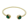 Copper Bangle Pave Green Crystal Gold Plate