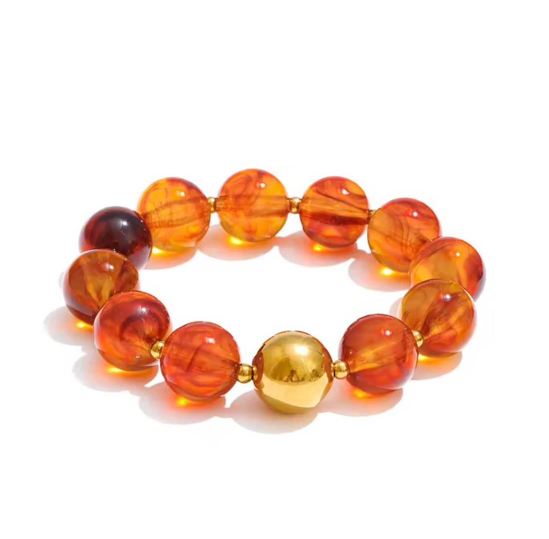 Circle resin beads amber (pulsera)