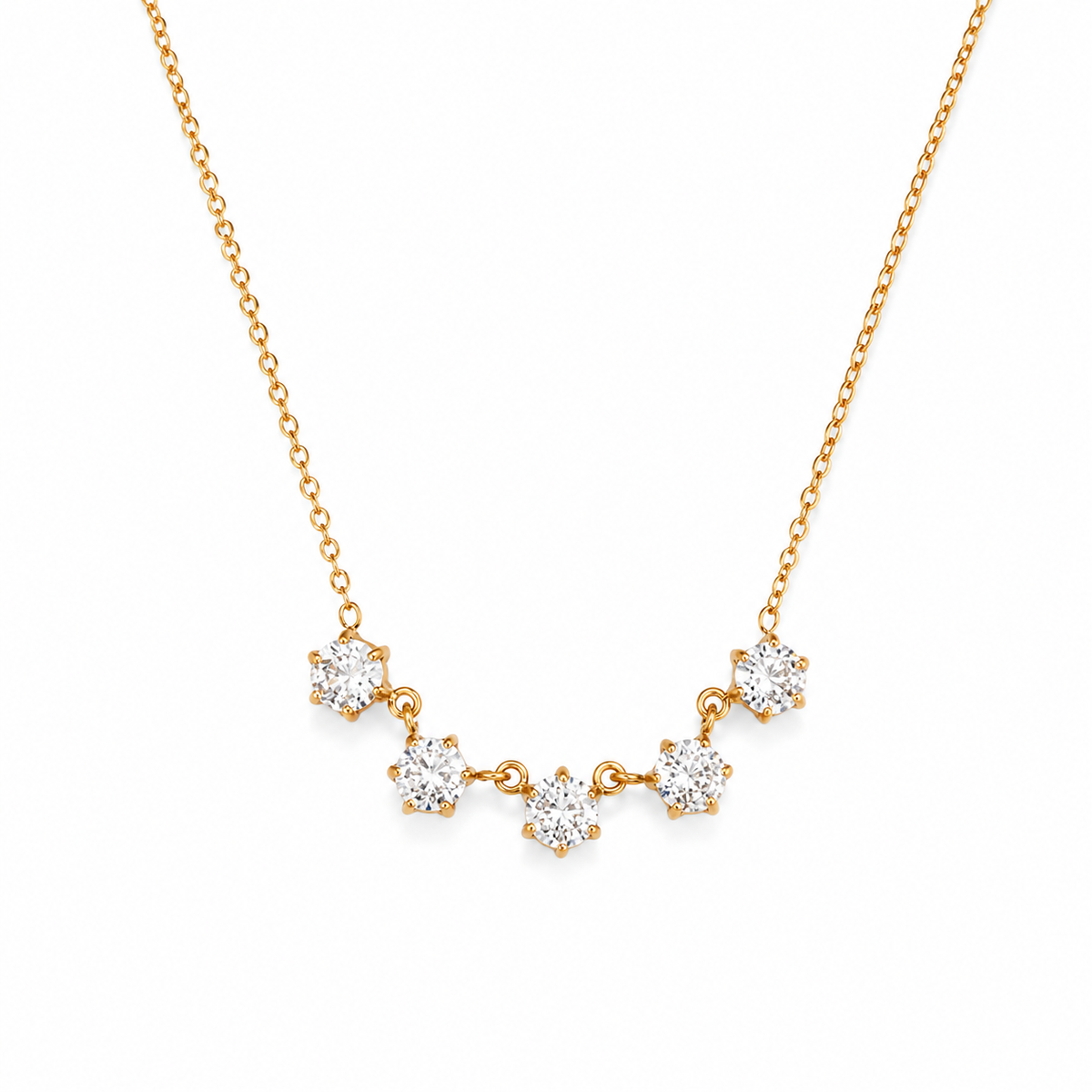 Delicate gold necklace with zircons