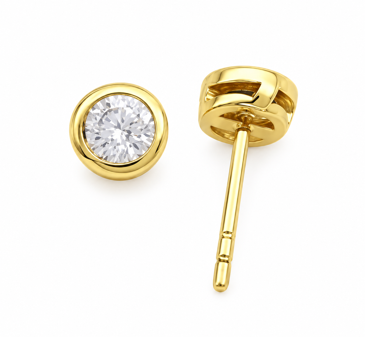 Stud Earrings Pave Clear Zircon Gold