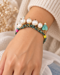 Pulsera cordon azul perlas