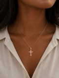 Collar cruz rosada